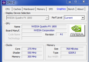 グラフィックチップは NVIDIA Quadro FX1800