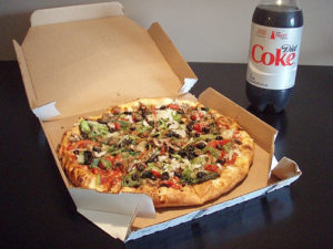 photo pizza and diet coke